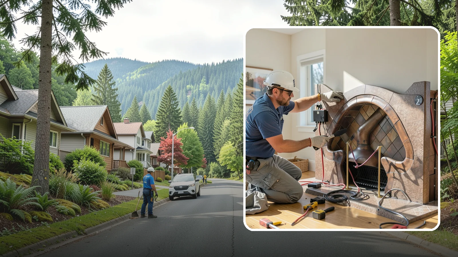 Electric Fireplace Installation in Darrington, Snohomish County, WA - Installing an electric fireplace to add cozy ambiance and supplemental heat without venting.