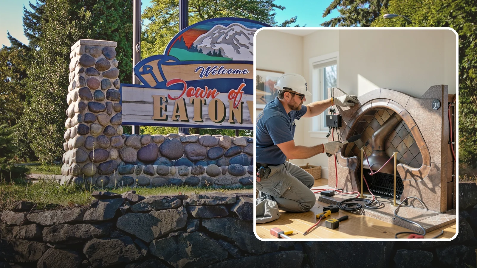 Electric Fireplace Installation in Eatonville, Pierce County, WA - Installing an electric fireplace to add cozy ambiance and supplemental heat without venting.