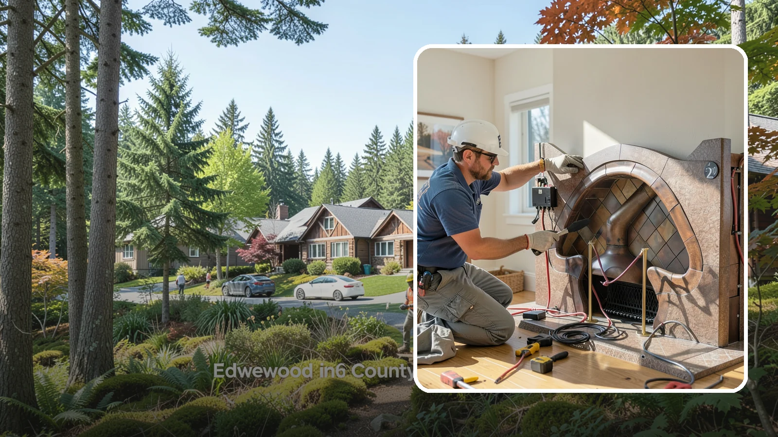 Electric Fireplace Installation in Edgewood, Pierce County, WA - Installing an electric fireplace to add cozy ambiance and supplemental heat without venting.