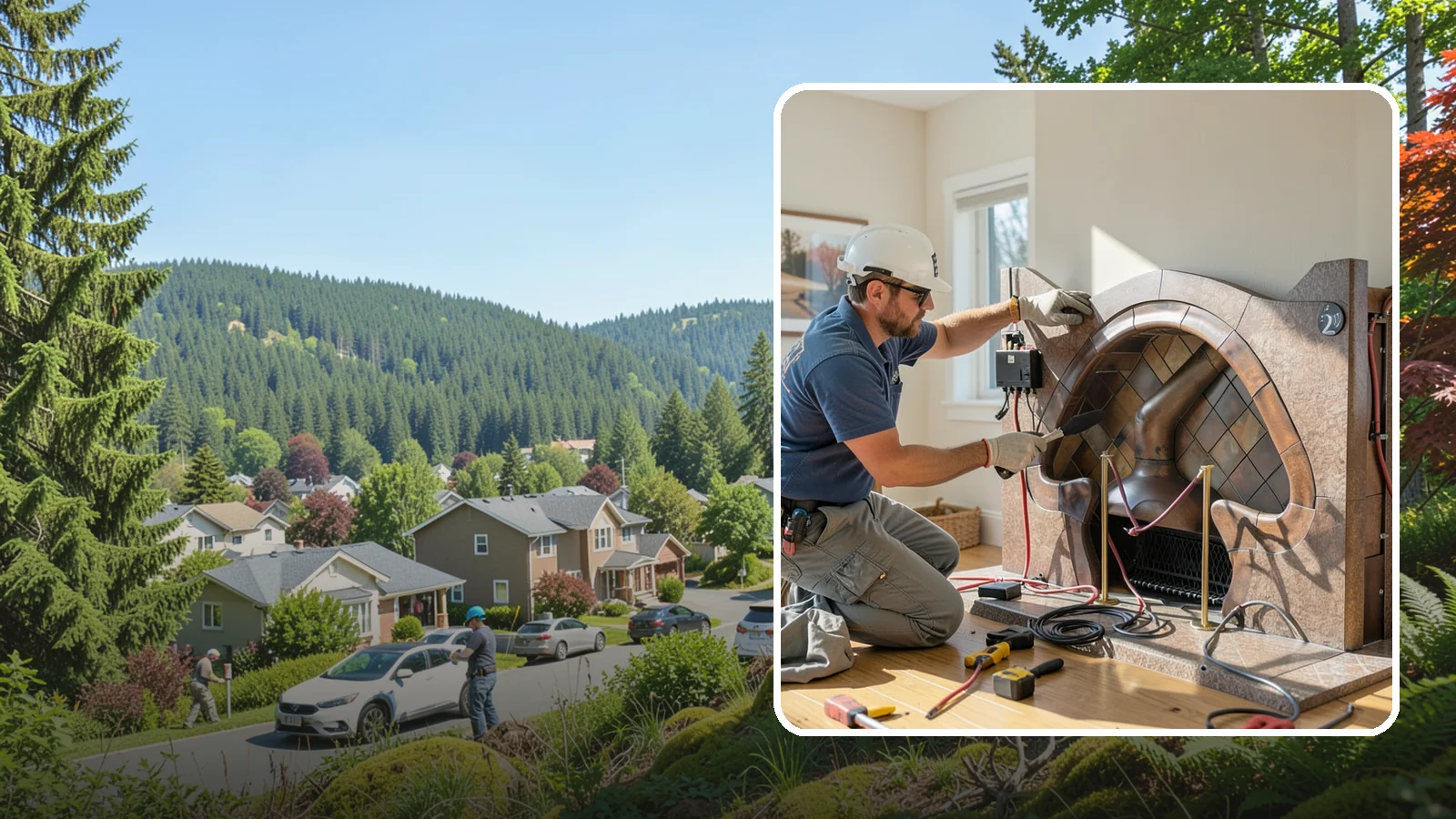 Electric Fireplace Installation in Index, Snohomish County, WA - Installing an electric fireplace to add cozy ambiance and supplemental heat without venting.