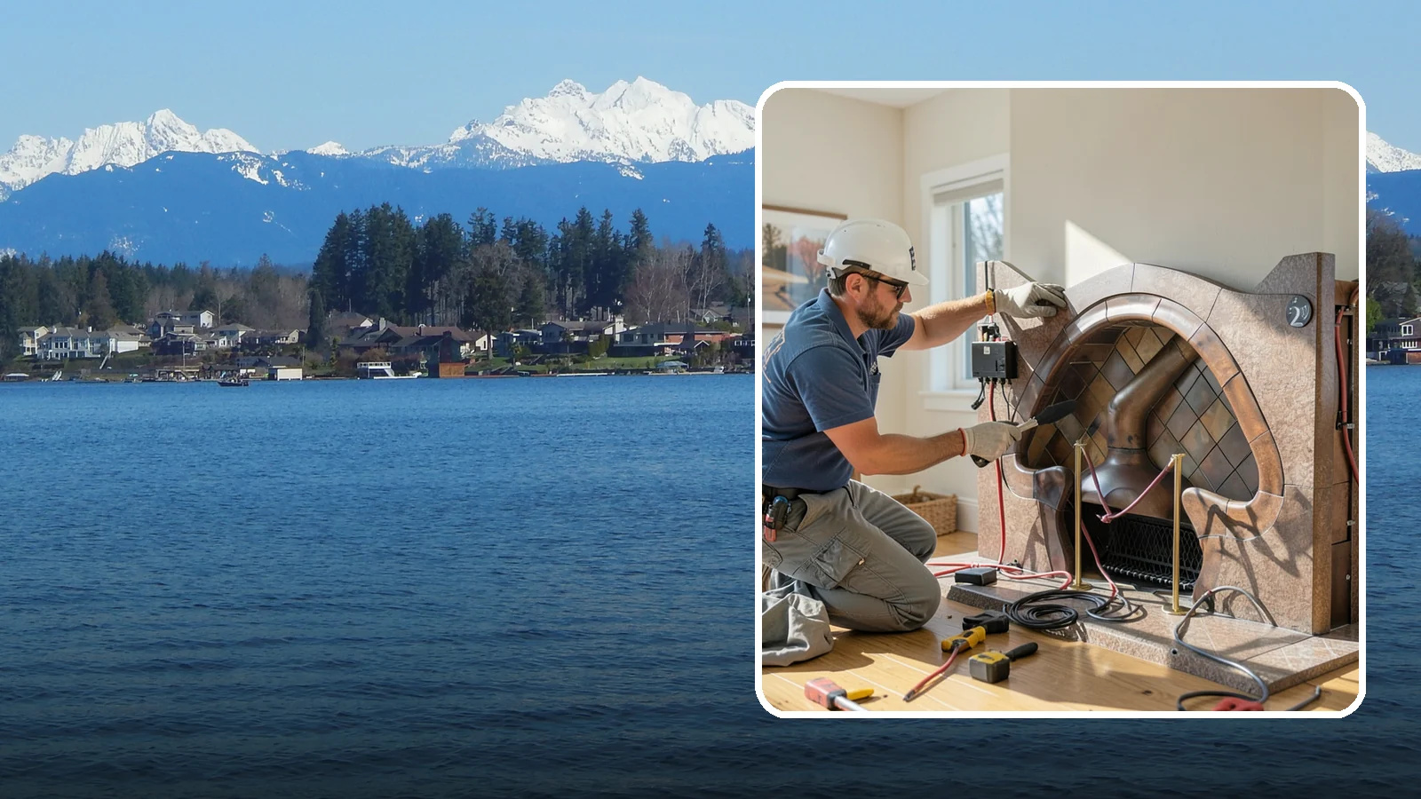 Electric Fireplace Installation in Lake Stevens, Snohomish County, WA - Installing an electric fireplace to add cozy ambiance and supplemental heat without venting.