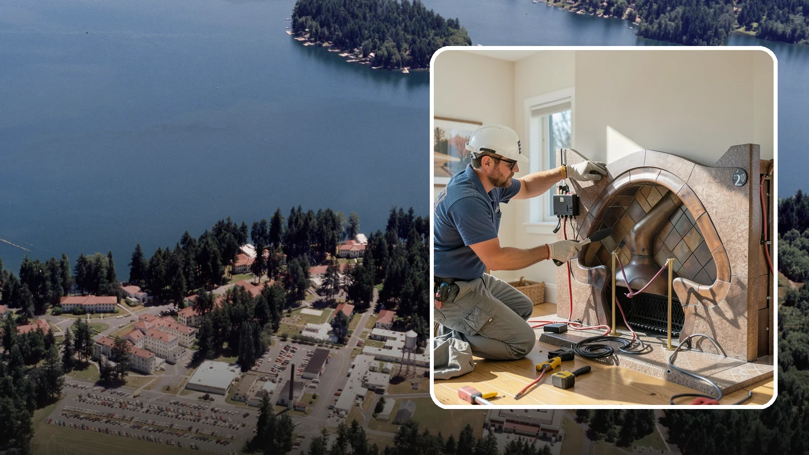 Electric Fireplace Installation in Lakewood, Pierce County, WA - Installing an electric fireplace to add cozy ambiance and supplemental heat without venting.