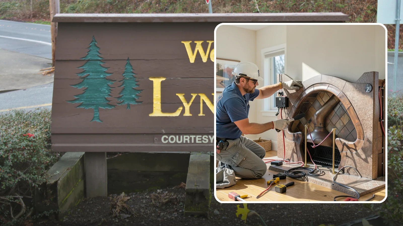 Electric Fireplace Installation in Lynnwood, Snohomish County, WA - Installing an electric fireplace to add cozy ambiance and supplemental heat without venting.