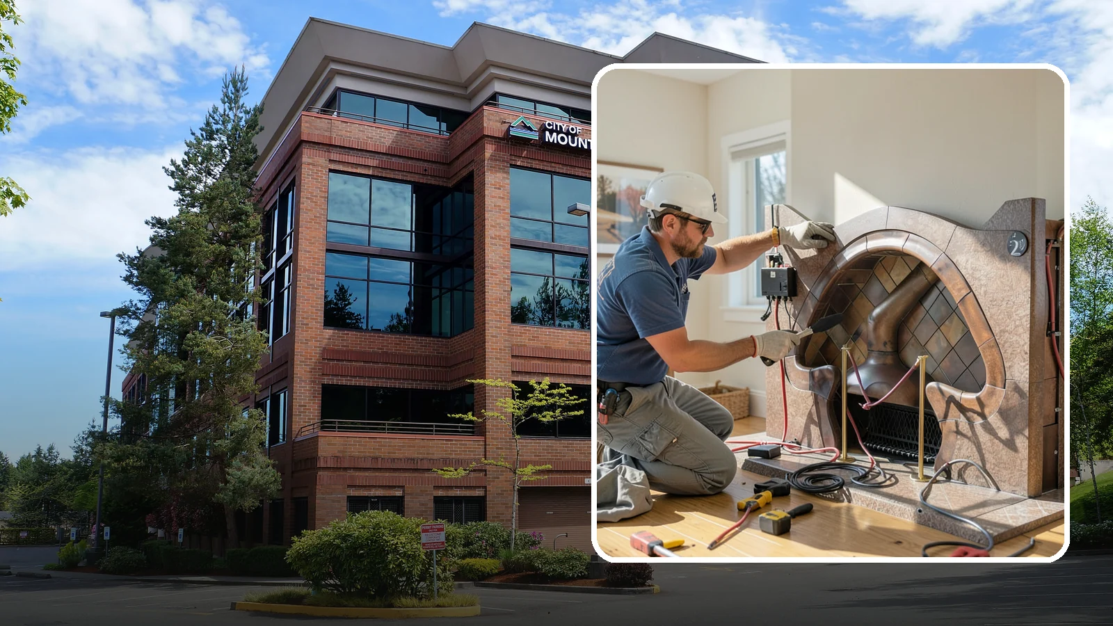 Electric Fireplace Installation in Mountlake Terrace, Snohomish County, WA - Installing an electric fireplace to add cozy ambiance and supplemental heat without venting.