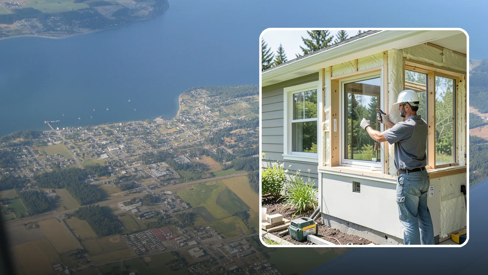 Energy-Efficient Window Installation in Coupeville, Island County, WA - Installation of high-performance windows built to keep Puget Sound heat in and moisture out.