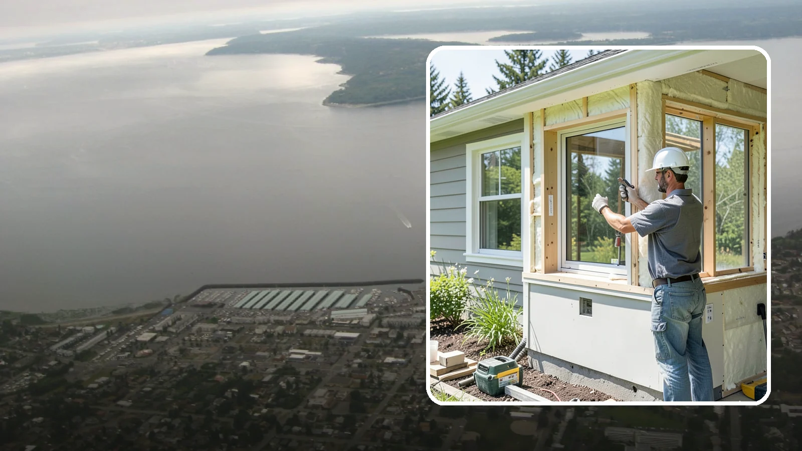 Energy-Efficient Window Installation in Des Moines, King County, WA - Installation of high-performance windows built to keep Puget Sound heat in and moisture out.