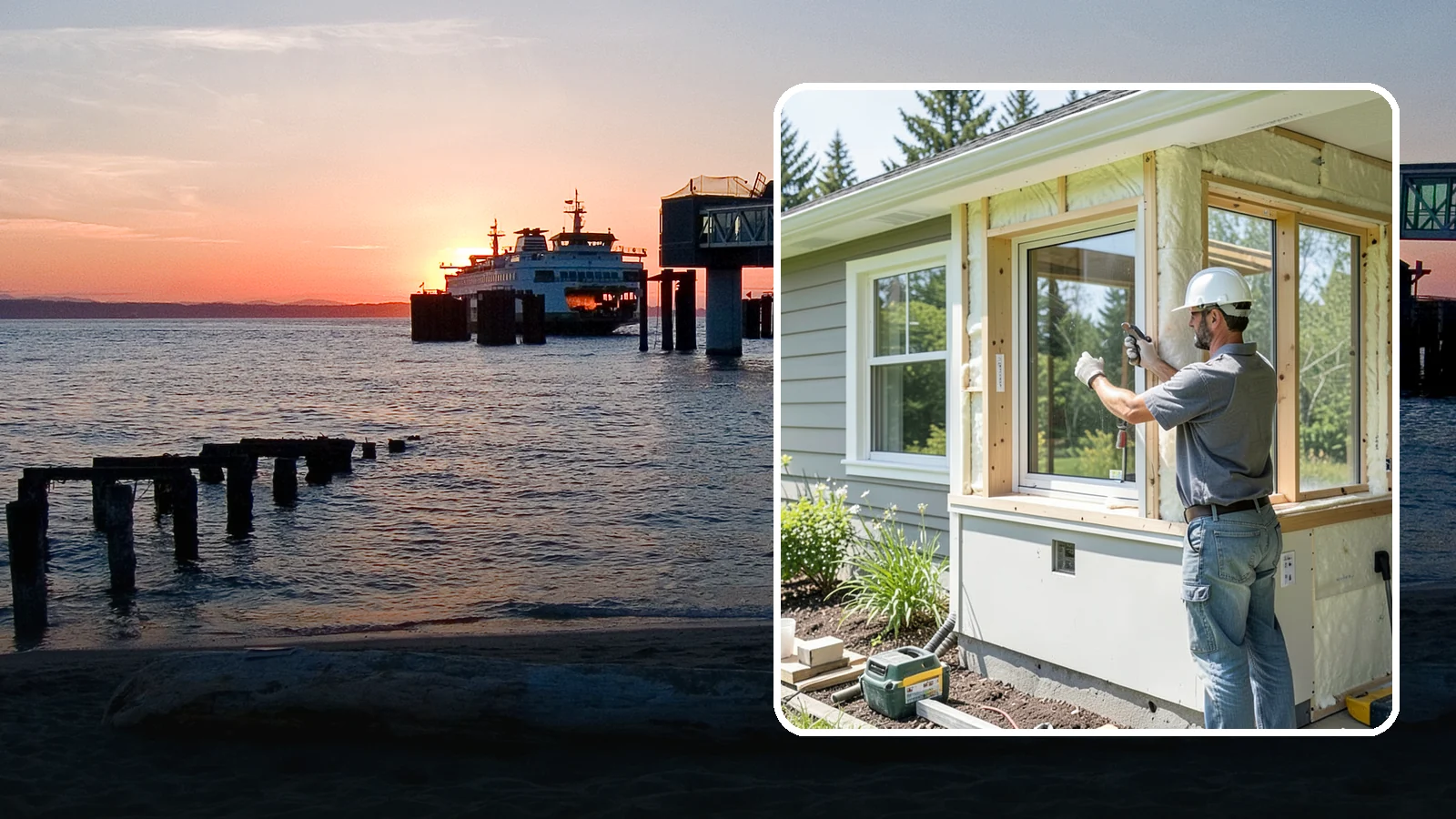 Energy-Efficient Window Installation in Edmonds, Snohomish County, WA - Installation of high-performance windows built to keep Puget Sound heat in and moisture out.