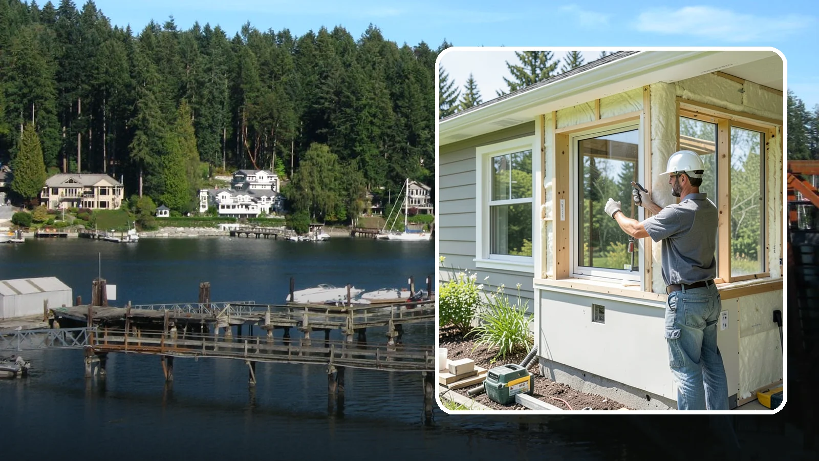 Energy-Efficient Window Installation in Gig Harbor, Pierce County, WA - Installation of high-performance windows built to keep Puget Sound heat in and moisture out.