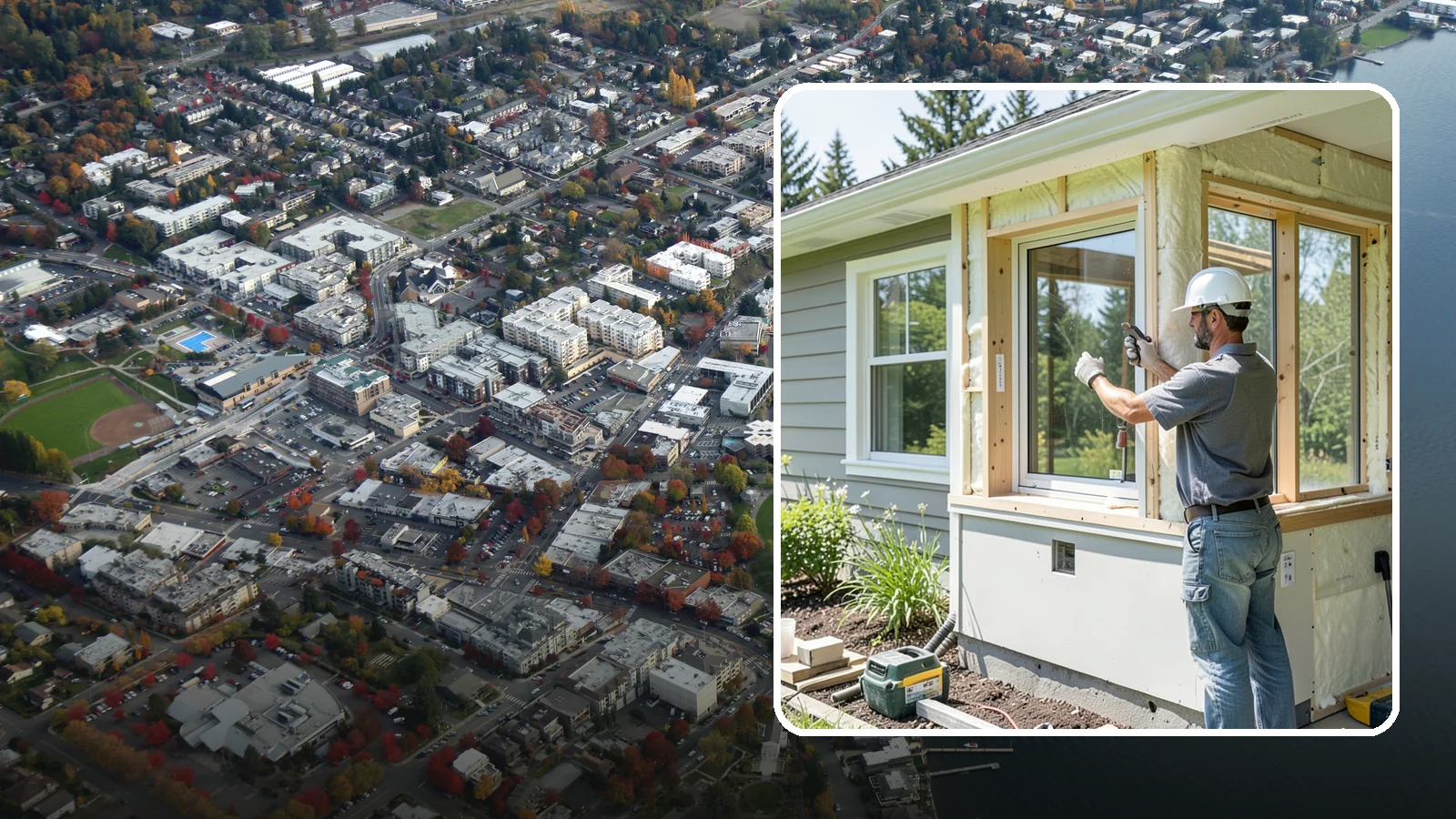 Energy-Efficient Window Installation in Kirkland, King County, WA - Installation of high-performance windows built to keep Puget Sound heat in and moisture out.