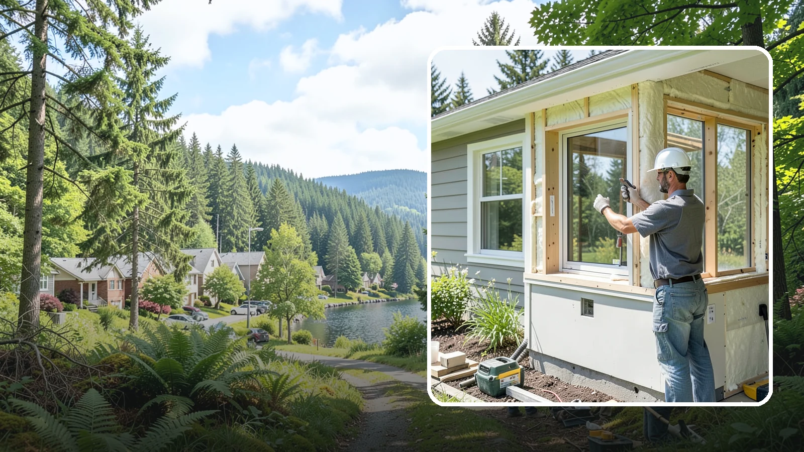Energy-Efficient Window Installation in Lake Forest Park, King County, WA - Installation of high-performance windows built to keep Puget Sound heat in and moisture out.