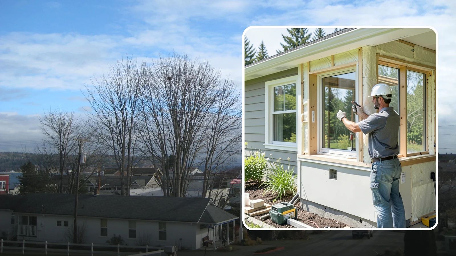 Energy-Efficient Window Installation in Langley, Island County, WA - Installation of high-performance windows built to keep Puget Sound heat in and moisture out.