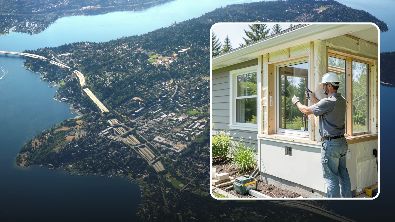 Energy-Efficient Window Installation in Mercer Island, King County, WA - Installation of high-performance windows built to keep Puget Sound heat in and moisture out.