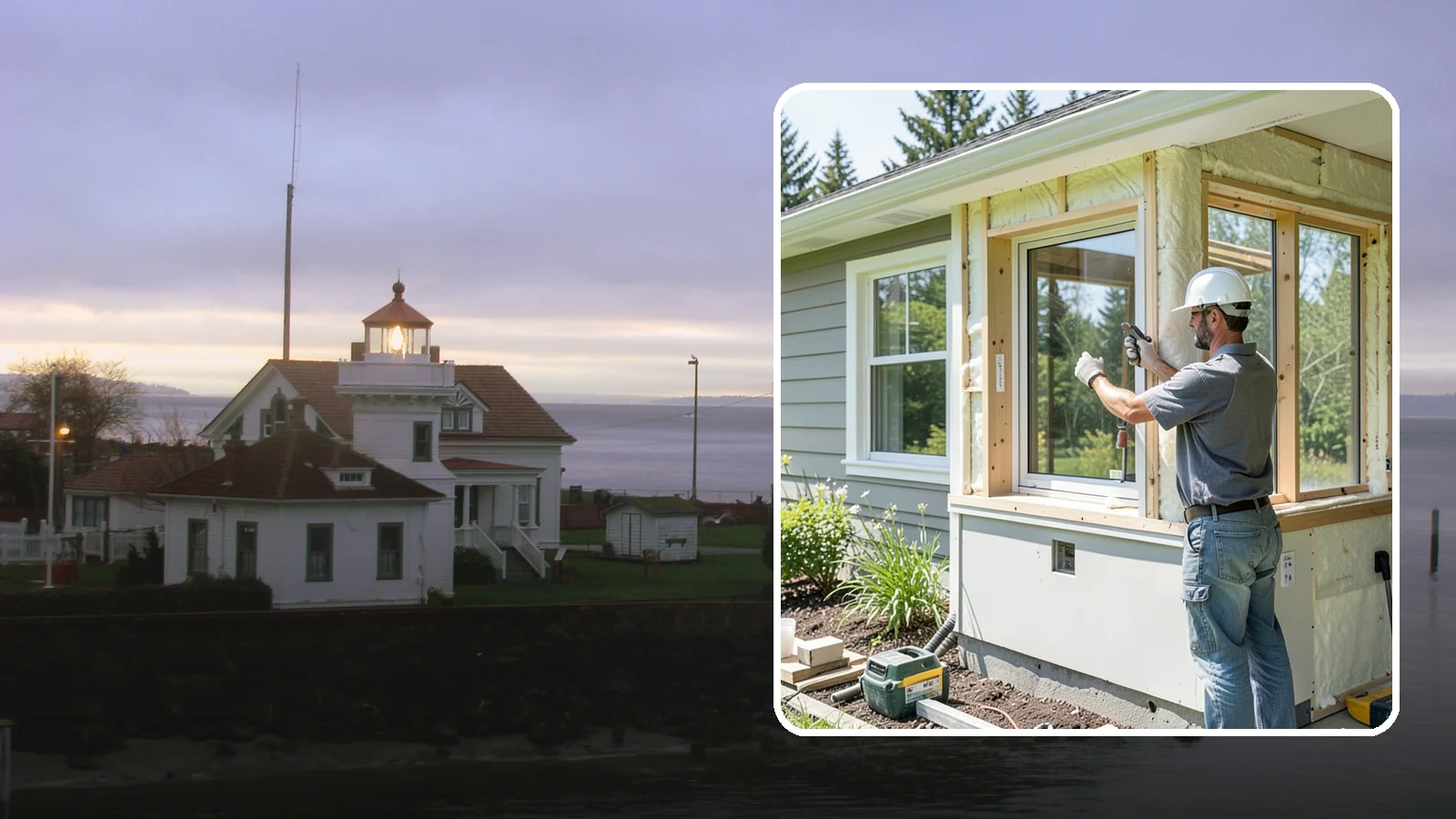 Energy-Efficient Window Installation in Mukilteo, Snohomish County, WA - Installation of high-performance windows built to keep Puget Sound heat in and moisture out.
