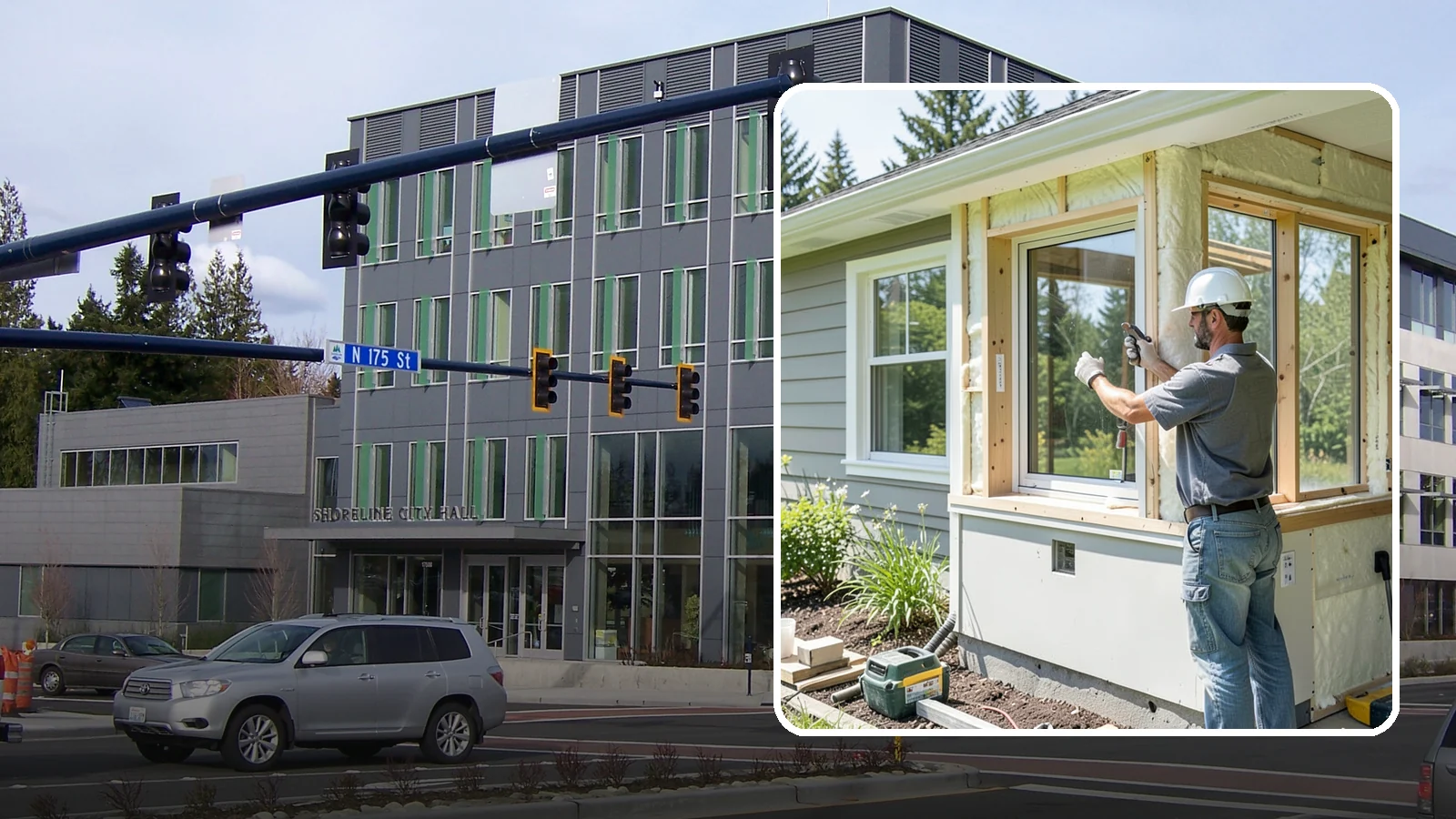 Energy-Efficient Window Installation in Shoreline, King County, WA - Installation of high-performance windows built to keep Puget Sound heat in and moisture out.