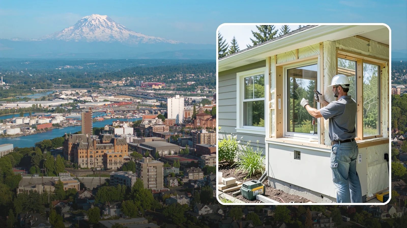 Energy-Efficient Window Installation in Tacoma, Pierce County, WA - Installation of high-performance windows built to keep Puget Sound heat in and moisture out.