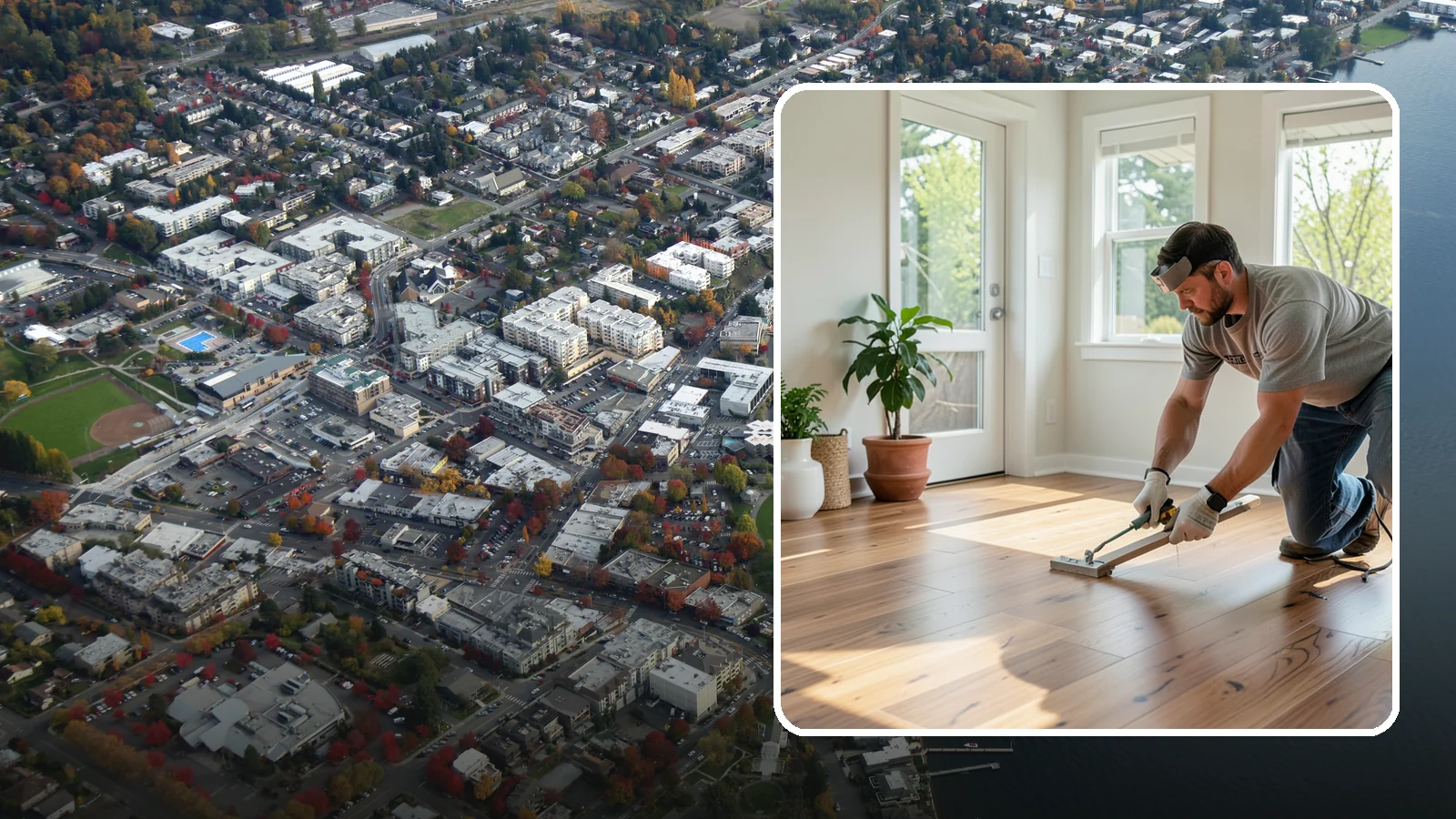 Engineered Hardwood Installation in Kirkland, King County, WA - Engineered hardwood installation that delivers real wood beauty with better resistance to Puget Sound moisture swings.