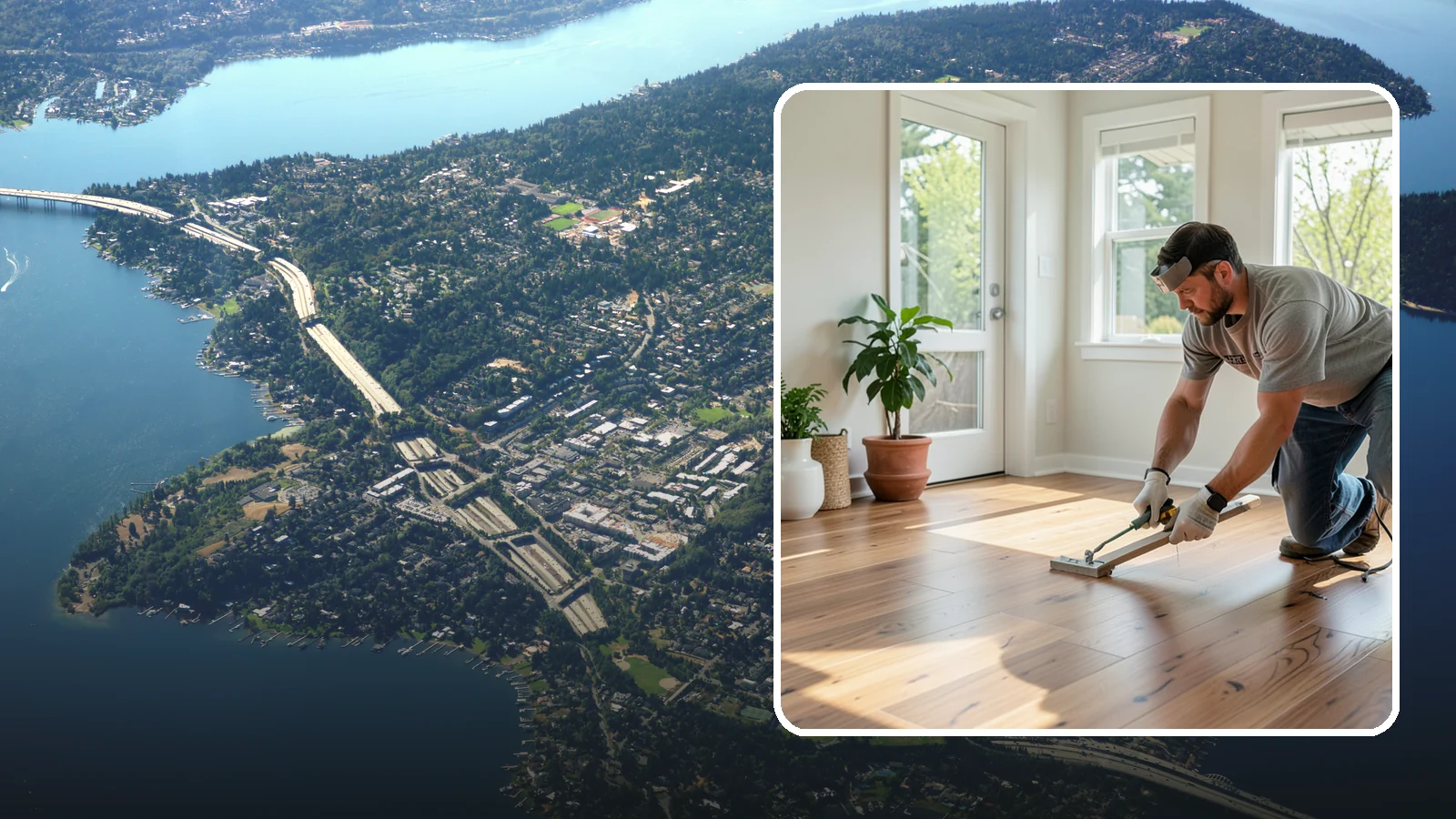 Engineered Hardwood Installation in Mercer Island, King County, WA - Engineered hardwood installation that delivers real wood beauty with better resistance to Puget Sound moisture swings.
