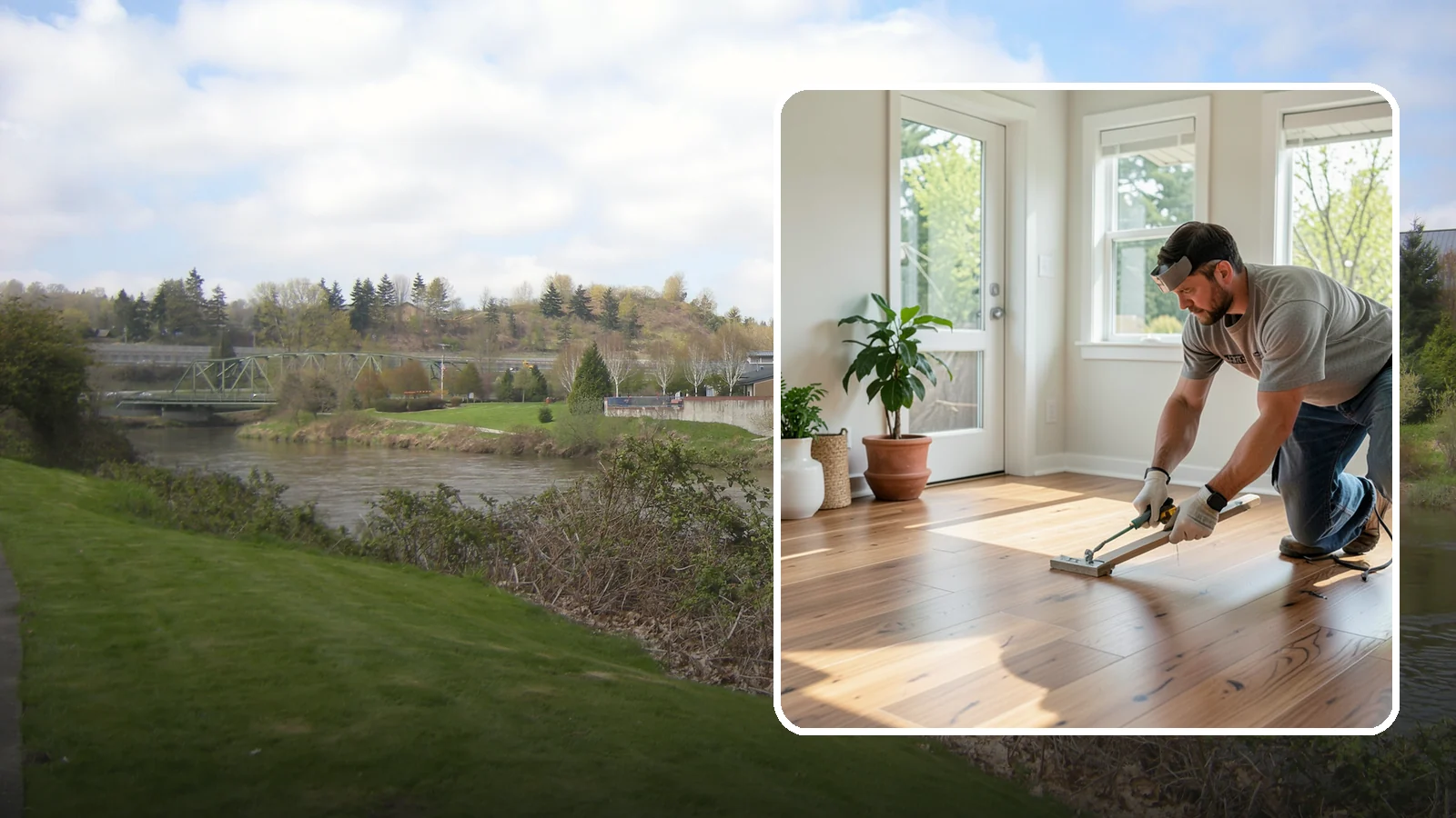 Engineered Hardwood Installation in Tukwila, King County, WA - Engineered hardwood installation that delivers real wood beauty with better resistance to Puget Sound moisture swings.