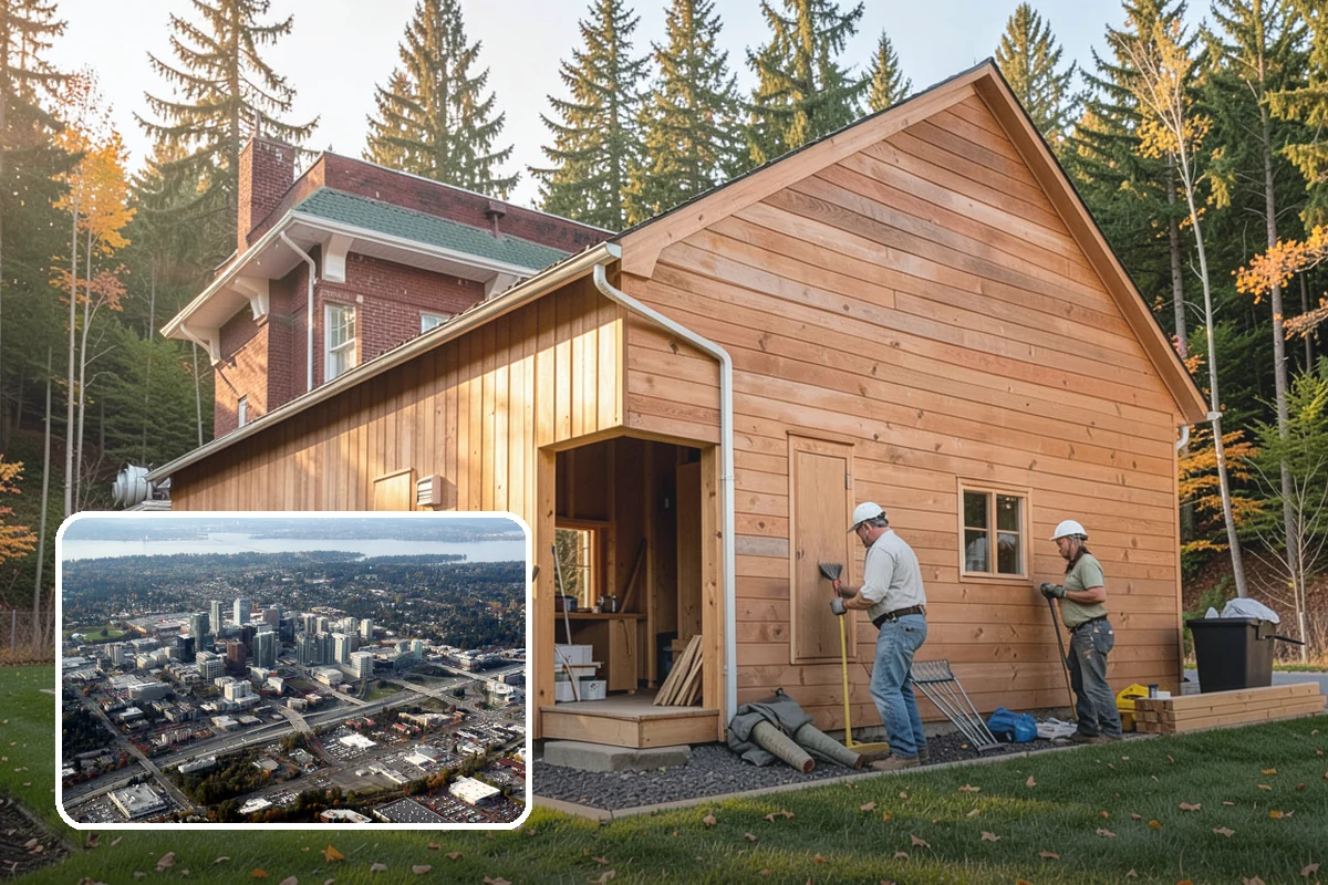 Engineered Wood Siding Installation in Bellevue, King County, WA - Real wood grain texture at a lower cost than cedar
