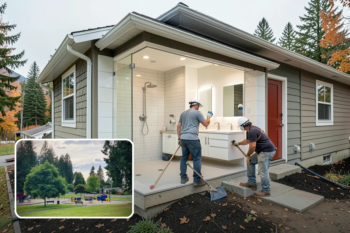 Entertainment Center Construction in Bonney Lake, Pierce County, WA - Organizes electronics and cabling