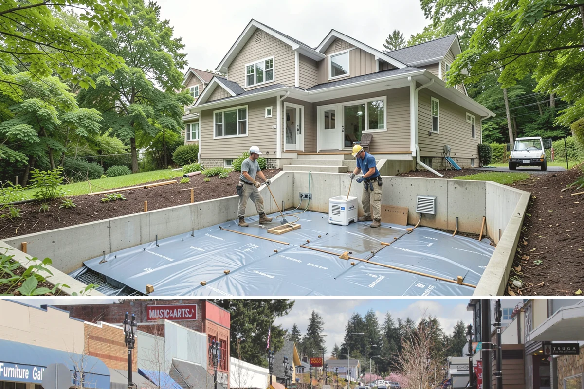 Entertainment Center Construction in Bothell, King County, WA - Media wall construction is indoor work suited to any season.