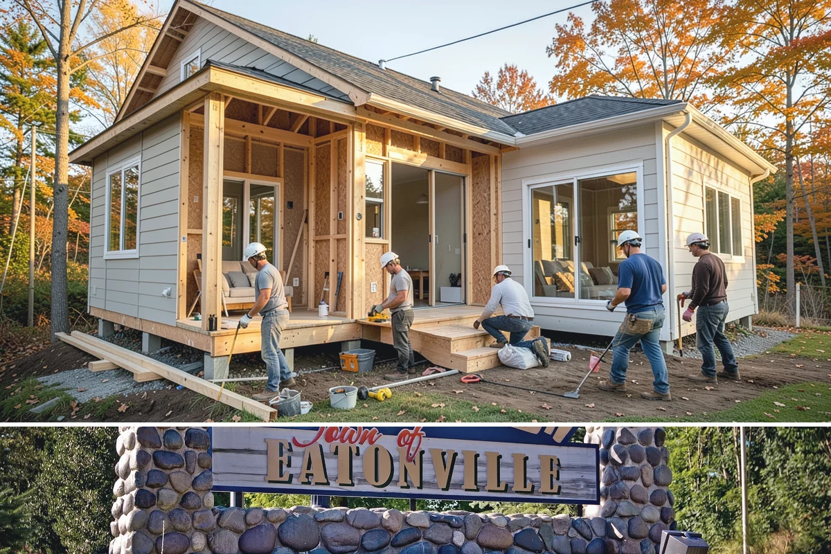 Entertainment Center Construction in Eatonville, Pierce County, WA - Media wall construction is indoor work suited to any season.