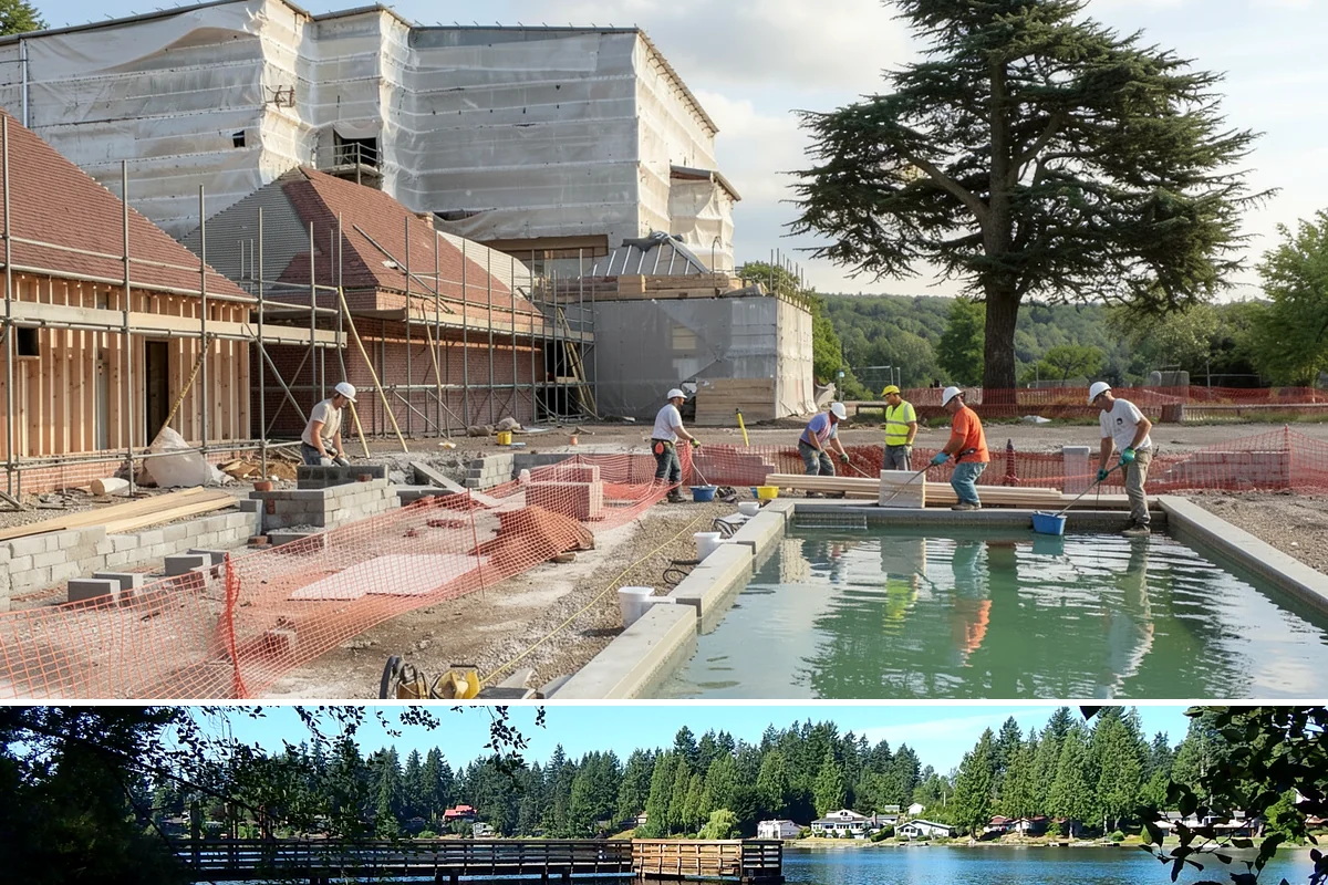 Entertainment Center Construction in Federal Way, King County, WA - Media wall construction is indoor work suited to any season.