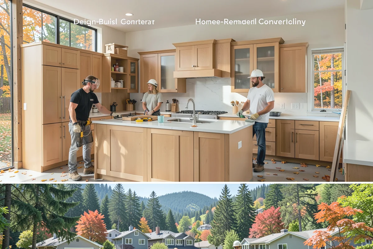 Entertainment Center Construction in Fircrest, Pierce County, WA - Media wall construction is indoor work suited to any season.