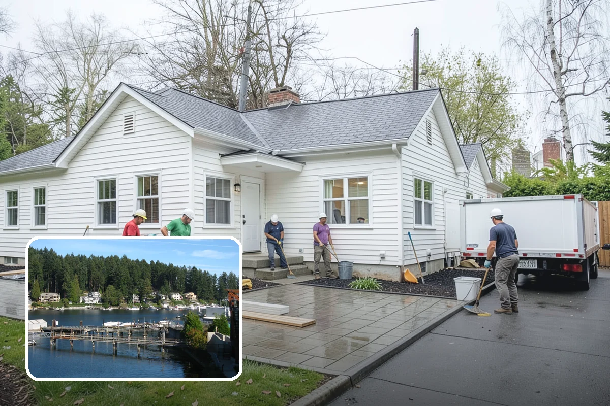 Entertainment Center Construction in Gig Harbor, Pierce County, WA - Organizes electronics and cabling