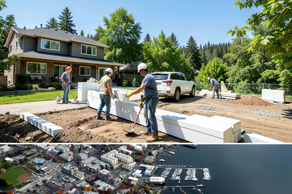 Entertainment Center Construction in Kirkland, King County, WA - Media wall construction is indoor work suited to any season.