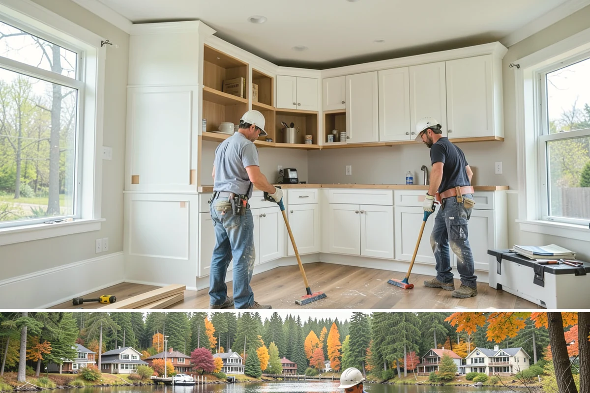 Entertainment Center Construction in La Conner, Skagit County, WA - Media wall construction is indoor work suited to any season.