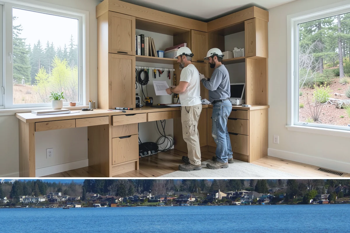 Entertainment Center Construction in Lake Stevens, Snohomish County, WA - Media wall construction is indoor work suited to any season.
