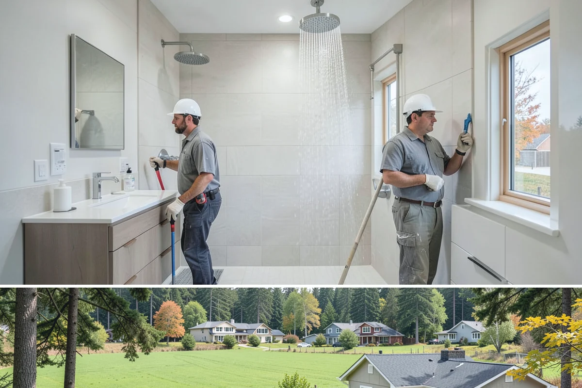 Entertainment Center Construction in Lyman, Skagit County, WA - Media wall construction is indoor work suited to any season.
