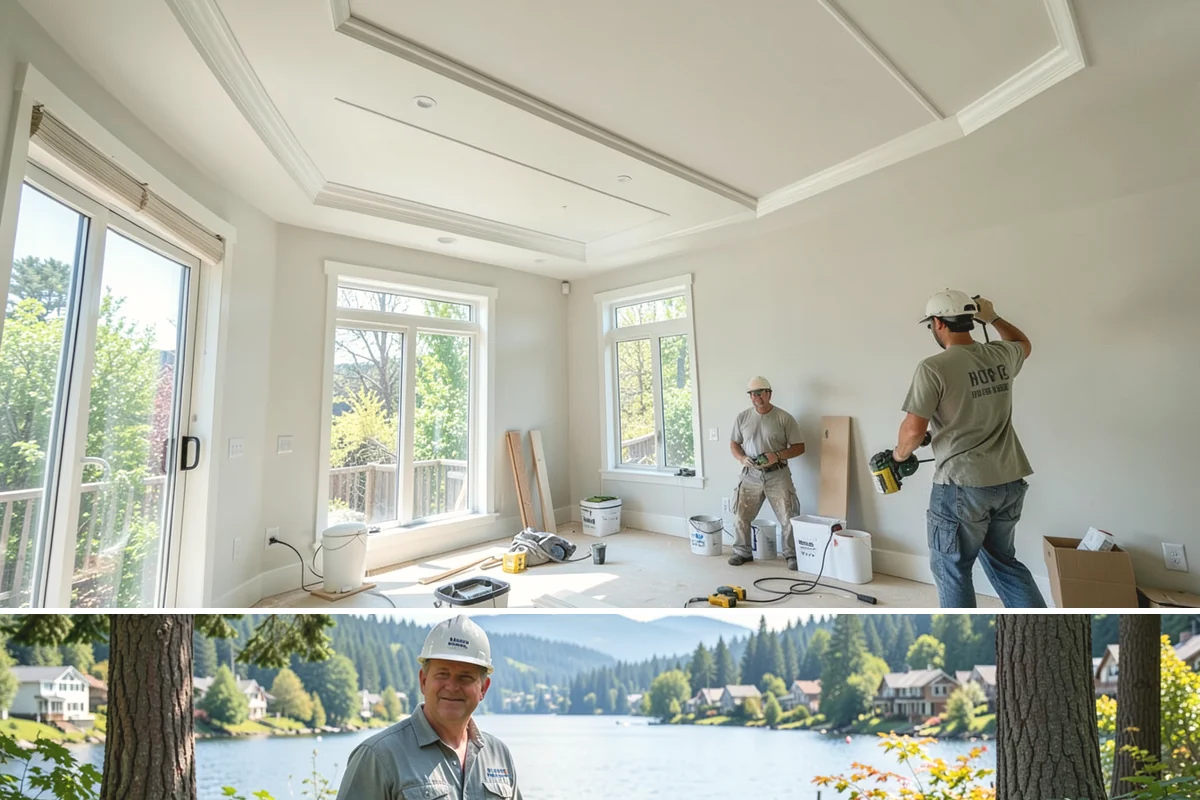 Entertainment Center Construction in Milton, King County, WA - Media wall construction is indoor work suited to any season.