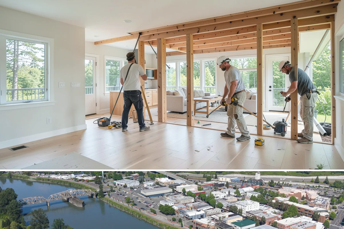 Entertainment Center Construction in Mount Vernon, Skagit County, WA - Media wall construction is indoor work suited to any season.