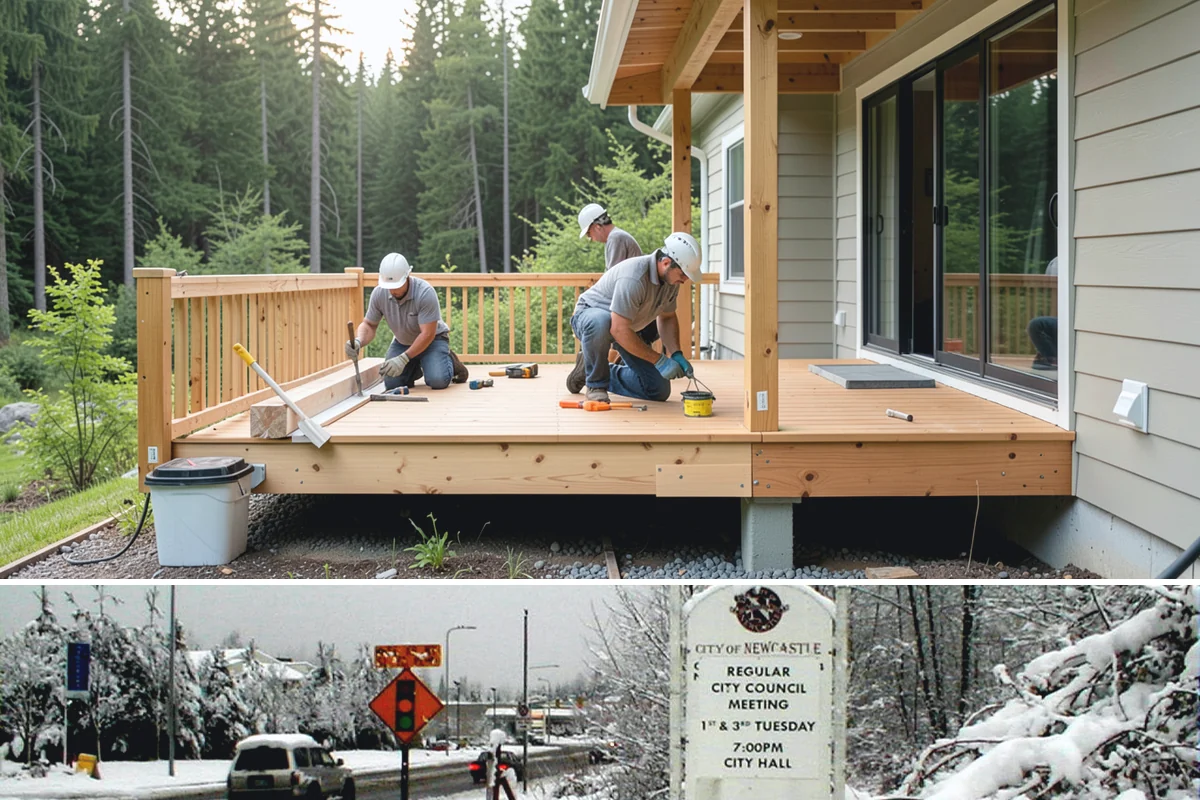 Entertainment Center Construction in Newcastle, King County, WA - Media wall construction is indoor work suited to any season.