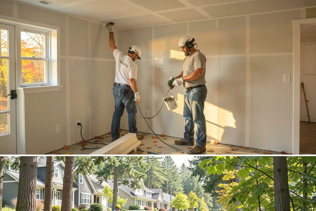 Entertainment Center Construction in Normandy Park, King County, WA - Media wall construction is indoor work suited to any season.