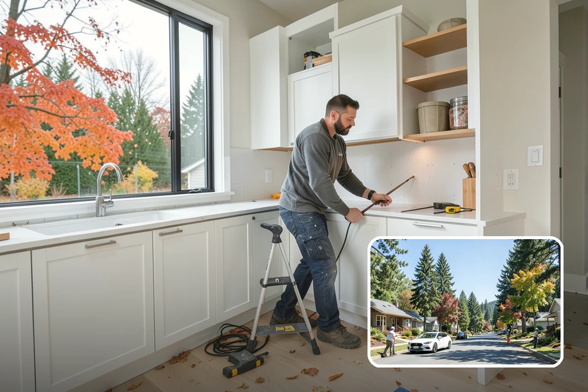Entertainment Center Construction in Orting, Pierce County, WA - Organizes electronics and cabling