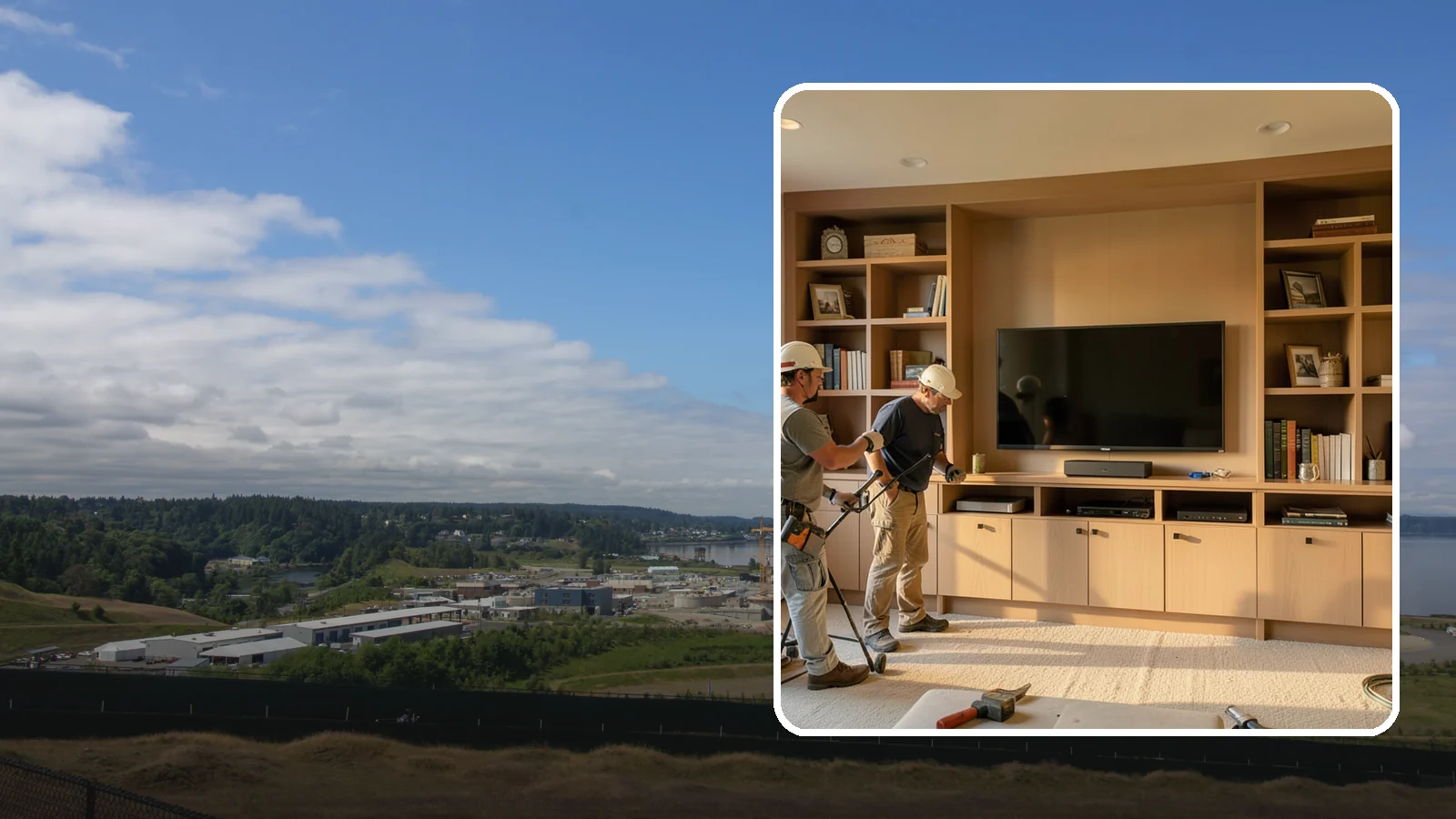 Entertainment Center Construction in University Place, Pierce County, WA - Building a custom entertainment center or media wall tailored to your electronics and style.