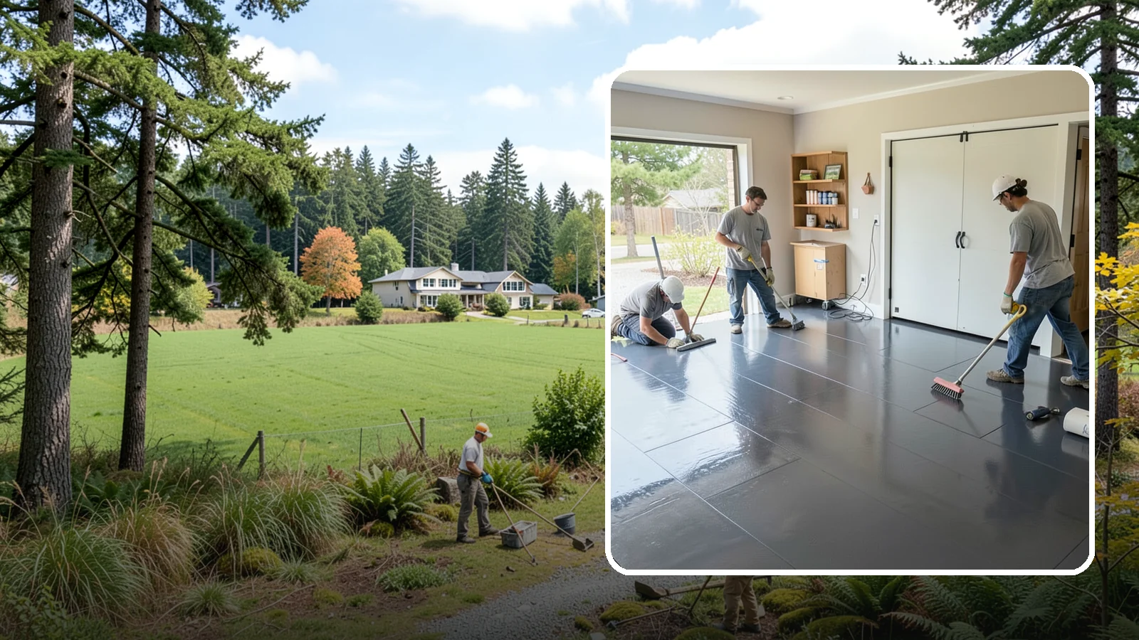 Epoxy Flooring Installation in Lyman, Skagit County, WA - Seamless epoxy flooring installation that creates a tough, chemical-resistant surface for garages and utility spaces.