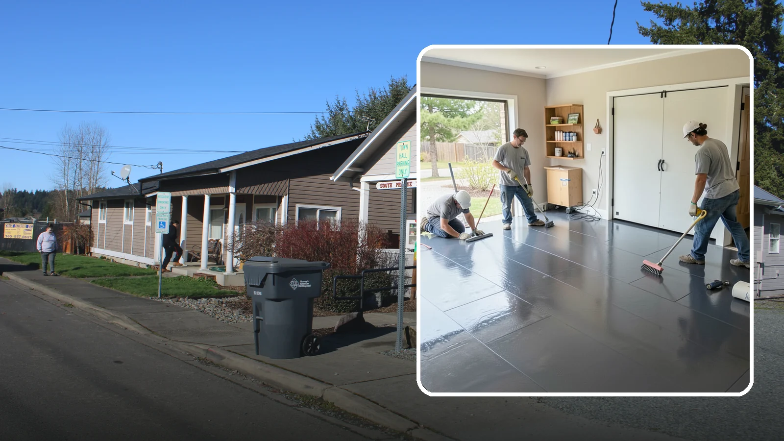 Epoxy Flooring Installation in South Prairie, Pierce County, WA - Seamless epoxy flooring installation that creates a tough, chemical-resistant surface for garages and utility spaces.