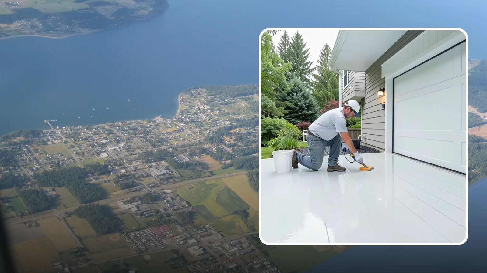 Epoxy Garage Floor in Coupeville, Island County, WA - Applying a durable epoxy coating that seals the slab against moisture, stains, and PNW road grime.