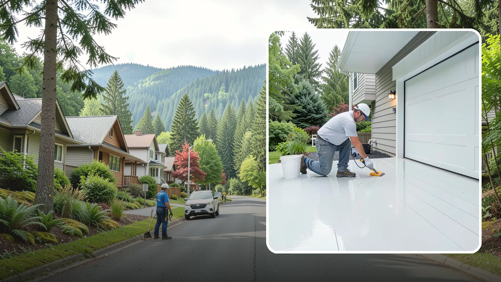 Epoxy Garage Floor in Darrington, Snohomish County, WA - Applying a durable epoxy coating that seals the slab against moisture, stains, and PNW road grime.