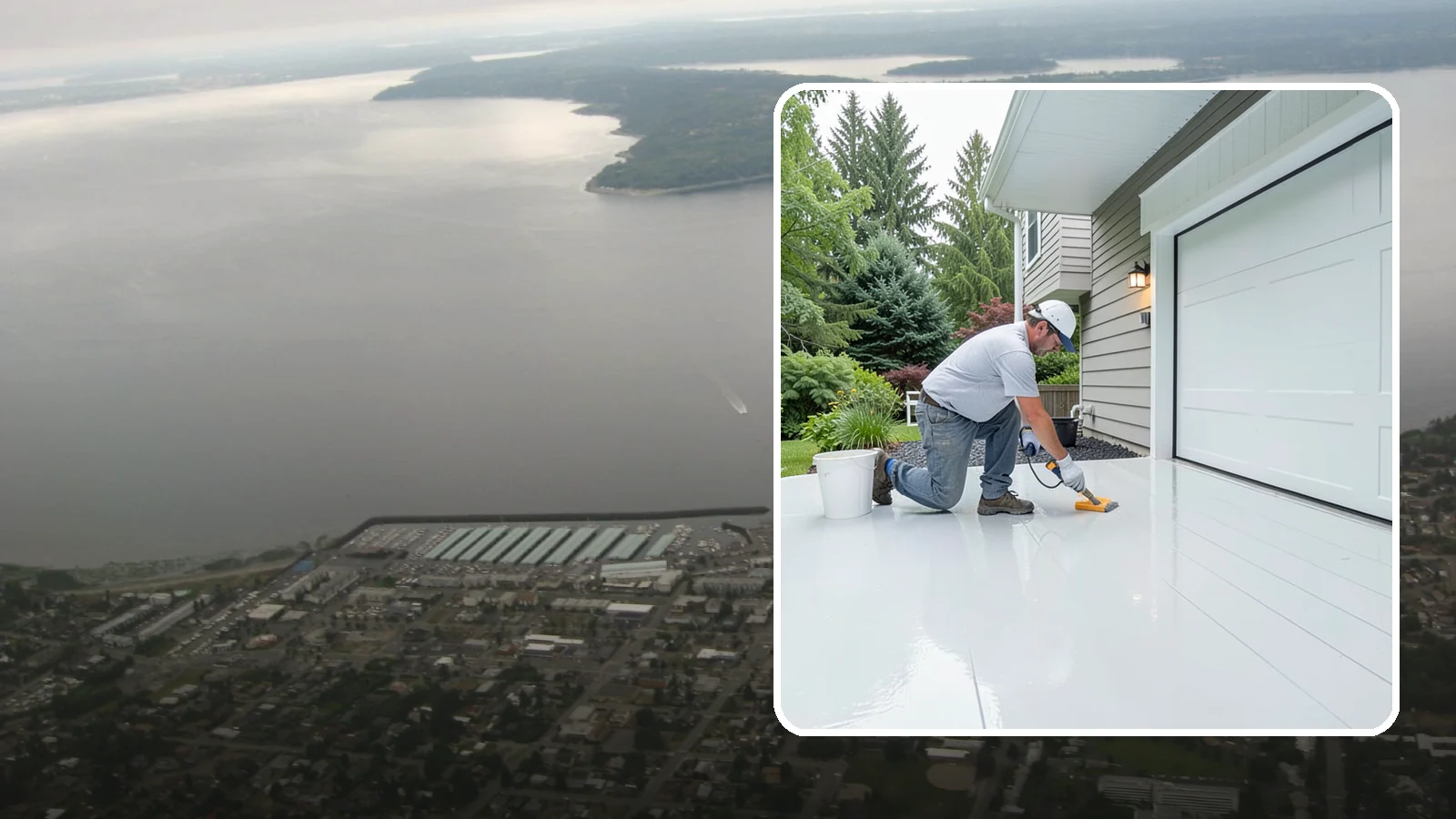 Epoxy Garage Floor in Des Moines, King County, WA - Applying a durable epoxy coating that seals the slab against moisture, stains, and PNW road grime.