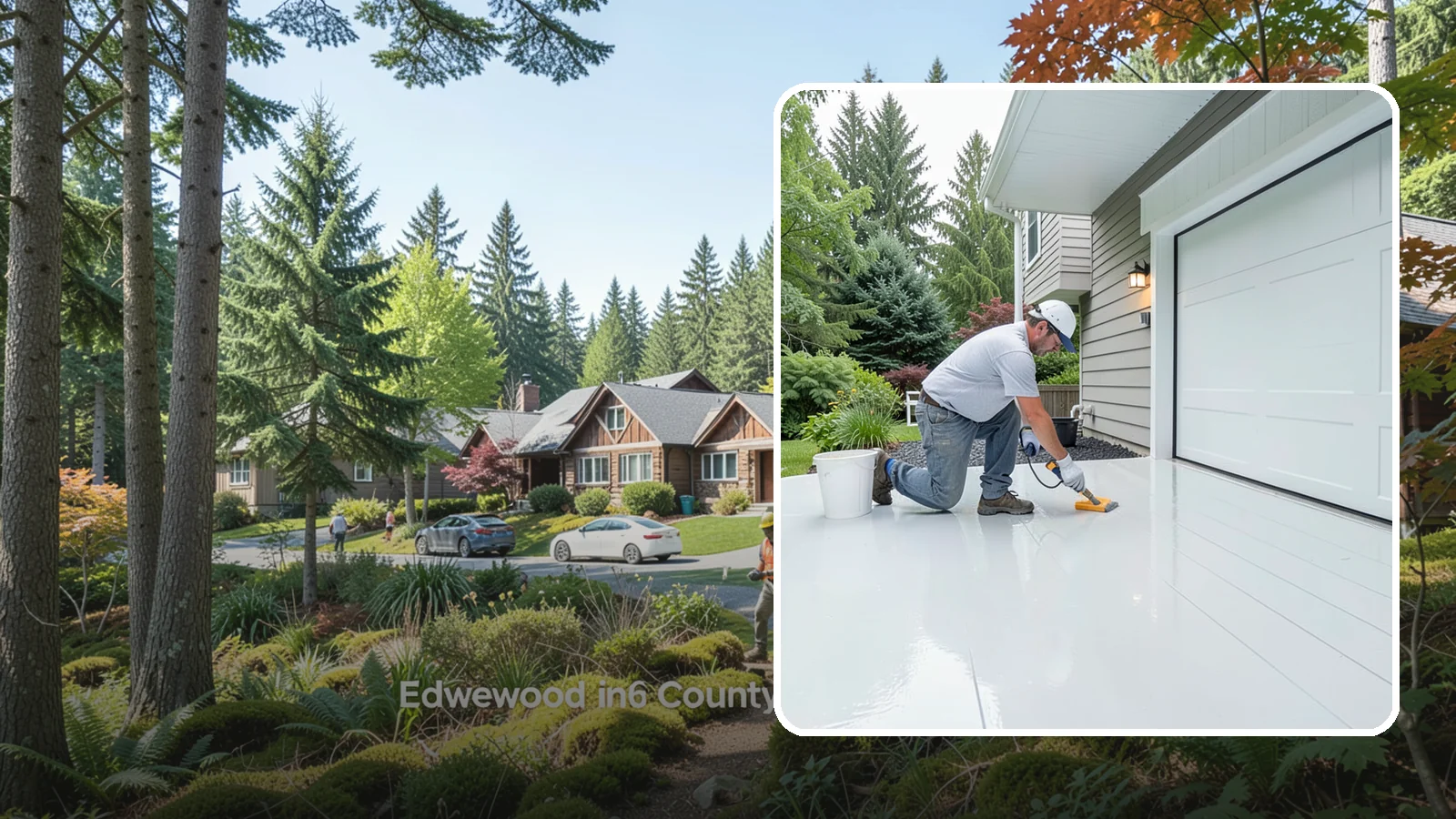 Epoxy Garage Floor in Edgewood, Pierce County, WA - Applying a durable epoxy coating that seals the slab against moisture, stains, and PNW road grime.