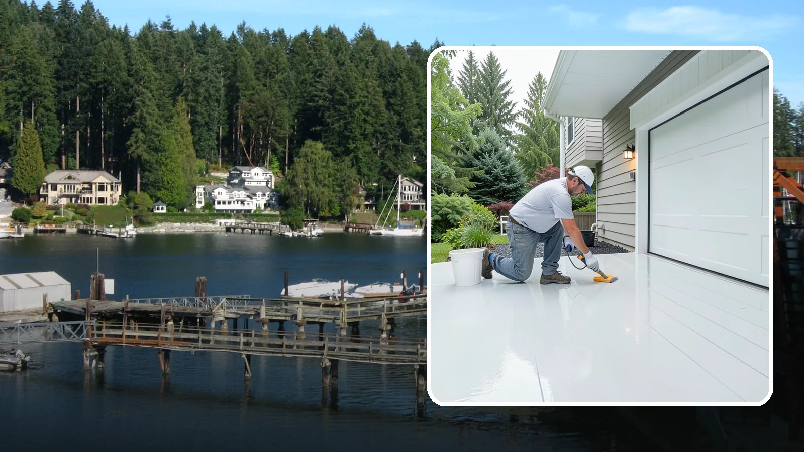 Epoxy Garage Floor in Gig Harbor, Pierce County, WA - Applying a durable epoxy coating that seals the slab against moisture, stains, and PNW road grime.