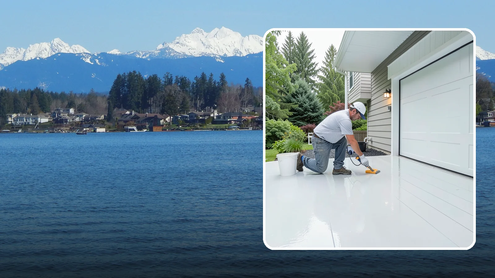 Epoxy Garage Floor in Lake Stevens, Snohomish County, WA - Applying a durable epoxy coating that seals the slab against moisture, stains, and PNW road grime.