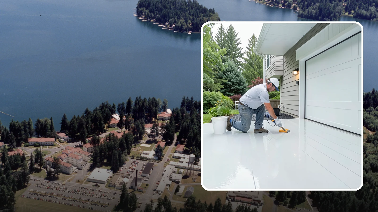 Epoxy Garage Floor in Lakewood, Pierce County, WA - Applying a durable epoxy coating that seals the slab against moisture, stains, and PNW road grime.