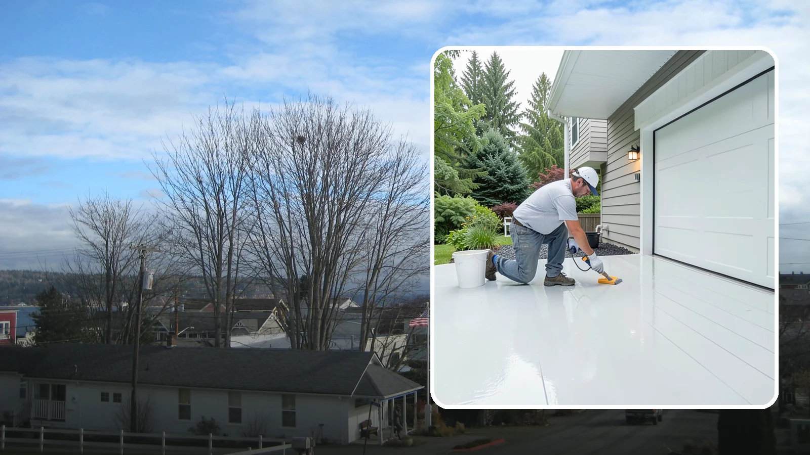 Epoxy Garage Floor in Langley, Island County, WA - Applying a durable epoxy coating that seals the slab against moisture, stains, and PNW road grime.