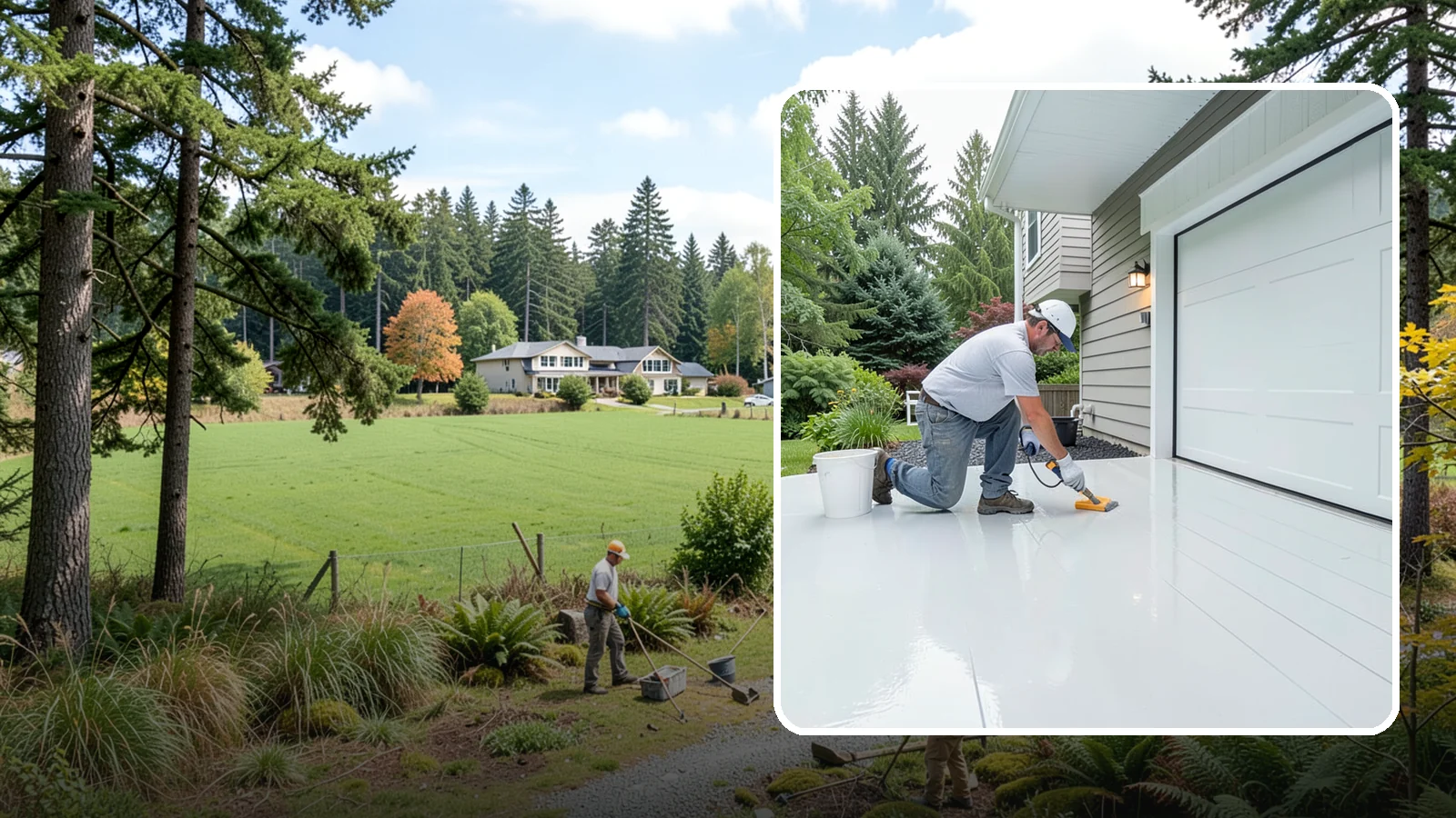 Epoxy Garage Floor in Lyman, Skagit County, WA - Applying a durable epoxy coating that seals the slab against moisture, stains, and PNW road grime.